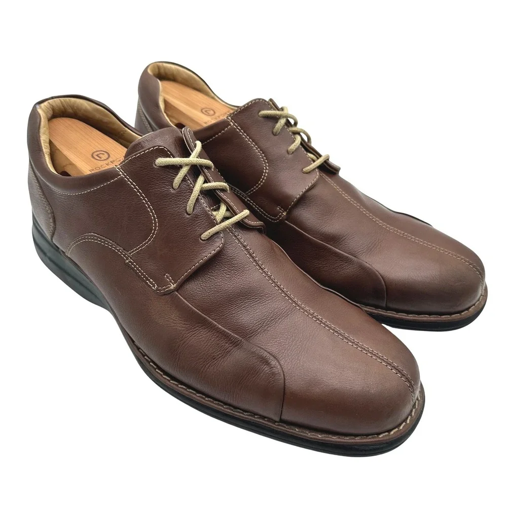 Johnston & Murphy Shuler Bicycle Mens Brown Leather Oxford Dress Shoes 12 M